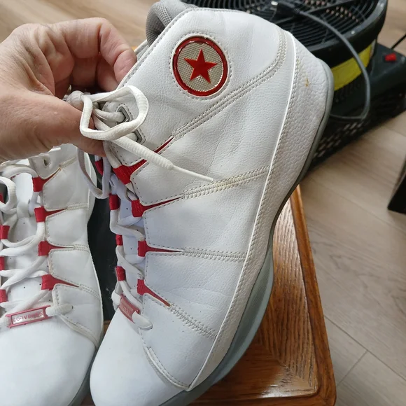 Converse White and Red High-Top Sneakers